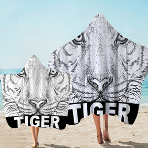 B&W Detail Tiger Sketch SWLS4230 Hooded Towel