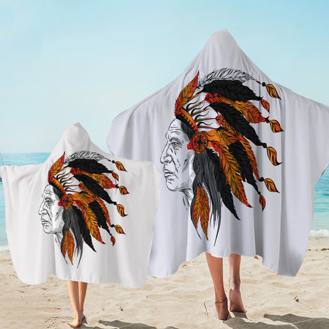 Image of Orange Feather Bohemian Man SWLS4231 Hooded Towel