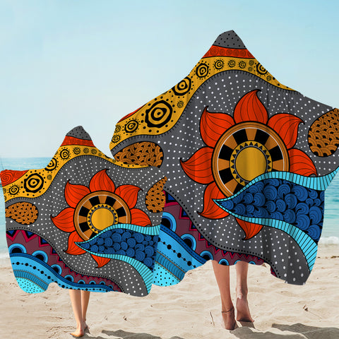 Image of Colorful Modern Japanese Art Mandala SWLS4234 Hooded Towel
