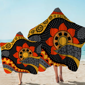 Colorful Modern Japanese Art Mandala Black SWLS4235 Hooded Towel
