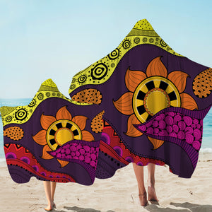 Colorful Modern Japanese Art Mandala Purple SWLS4236 Hooded Towel