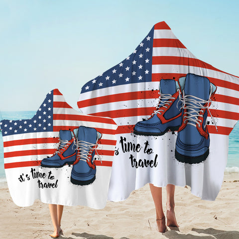 Image of USA It's Time To Travel SWLS4238 Hooded Towel