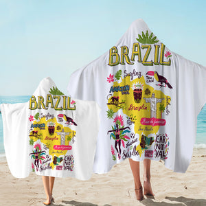 Cartoon Brazil Map Sketch SWLS4283 Hooded Towel