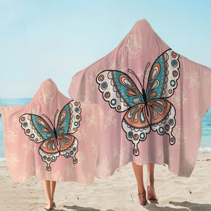 Vintage Butterfly Floral Pink Theme SWLS4291 Hooded Towel