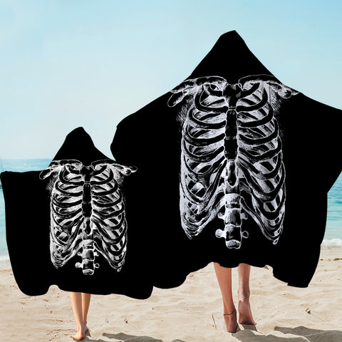 Image of B&W Skeleton Sketch SWLS4292 Hooded Towel