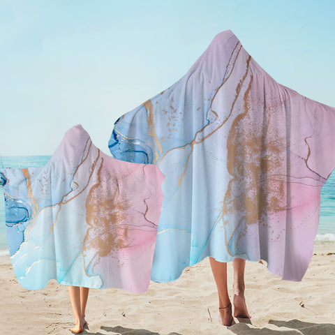 Image of Golden Light Splash Blue & Pink SWLS4315 Hooded Towel