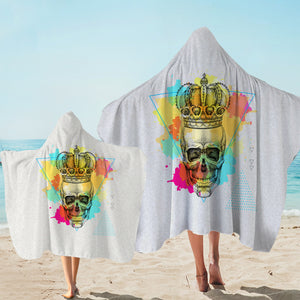 Watercolor Splash King Crown Skull SWLS4319 Hooded Towel