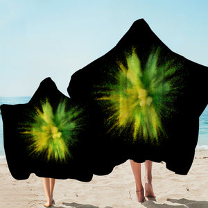 Green & Yellow Splash Black Theme SWLS4301 Hooded Towel