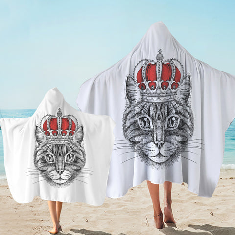 Image of Royal King Crown Cat SWLS4321 Hooded Towel