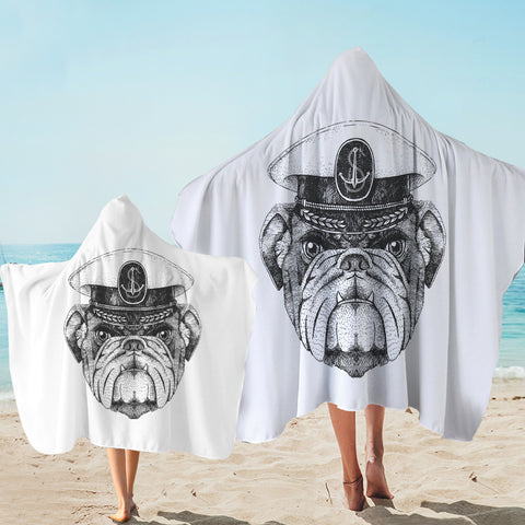 Image of B&W Ship Captain Dog SWLS4323 Hooded Towel