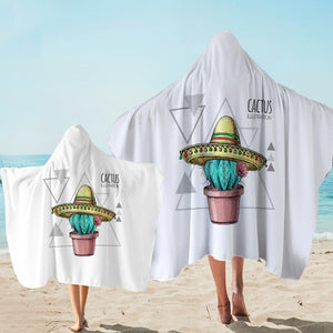 Tiny Cartion Cactus Triangle Illustration SWLS4325 Hooded Towel