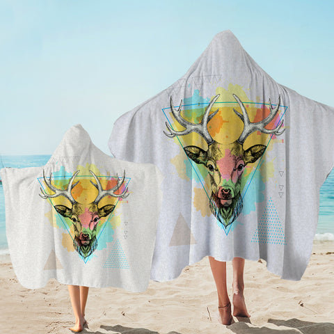 Image of Colorful Splash Vintage Deer Triangle SWLS4327 Hooded Towel