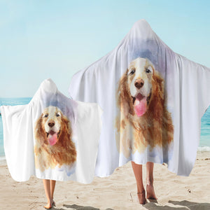 Happy Golden Retriever Watercolor Painting SWLS4335 Hooded Towel