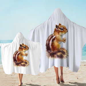 Brown Chipmunk Watercolor Painting SWLS4336 Hooded Towel