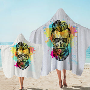 Pastel Watercolor Splash Barber Skull SWLS4306 Hooded Towel