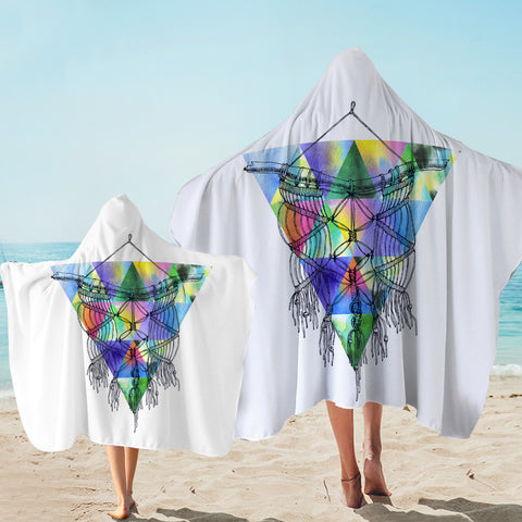 Image of Dreamcatcher Sketch Colorful Triangles Background SWLS4422 Hooded Towel