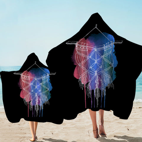 Image of Dreamcatcher Sketch Red & Blue Spray Background SWLS4423 Hooded Towel