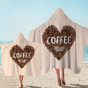 Love In Coffee Bean - Heart Shape SWLS4436 Hooded Towel