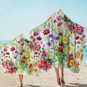 Colorful Multi Flowers SWLS4443 Hooded Towel