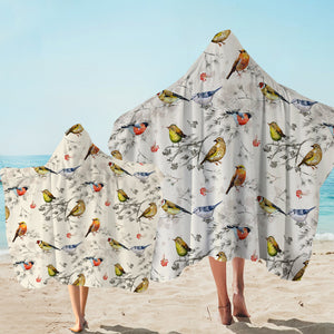 Tiny Colorful Birds SWLS4444 Hooded Towel