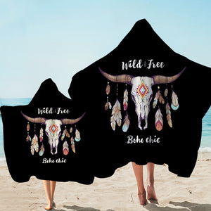 Wild & Free Buffalo Skull and Dreamcatcher SWLS4454 Hooded Towel