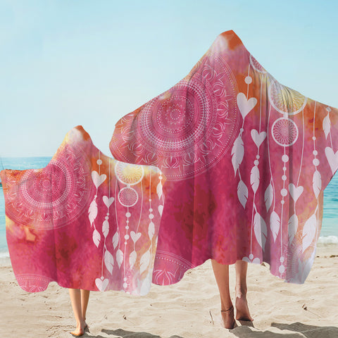 Image of Mandala Dream Catcher Pink Theme SWLS4456 Hooded Towel