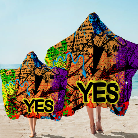 Image of YES Colorful Vintage Destressed Pattern SWLS4488 Hooded Towel
