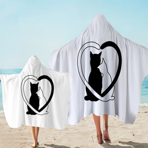 B&W Couple Cats SWLS4490 Hooded Towel