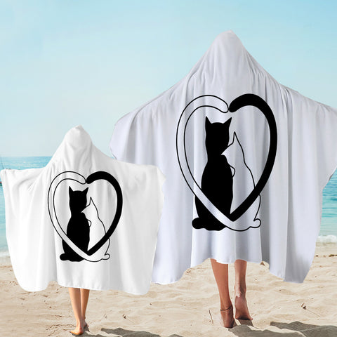 Image of B&W Couple Cats SWLS4490 Hooded Towel