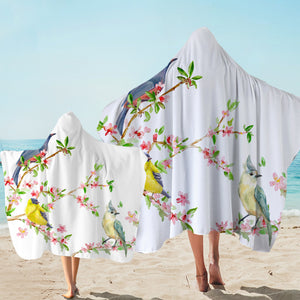 Birds On Blossom Branchs SWLS4492 Hooded Towel