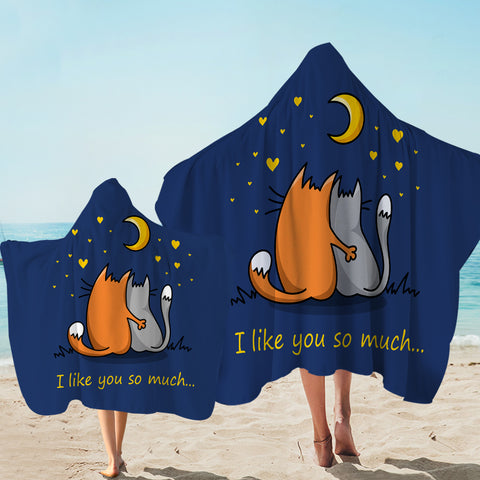 Image of Cute Cartoon I Like You So Much SWLS4494 Hooded Towel