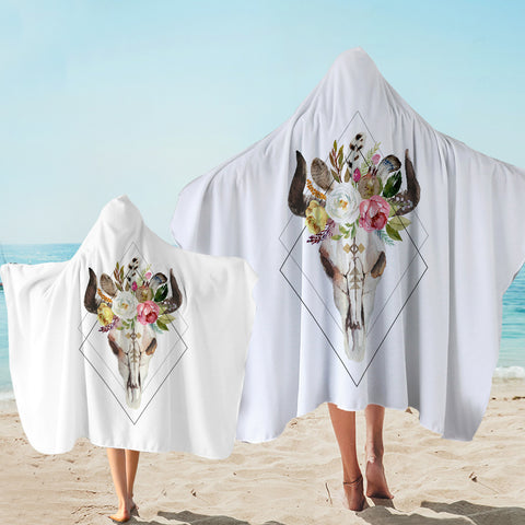 Image of Floral Buffalo Skull SWLS4500 Hooded Towel