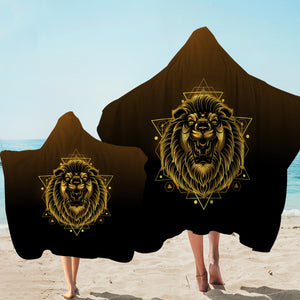 Modern Golden Lion Zodiac Black Theme SWLS4529 Hooded Towel