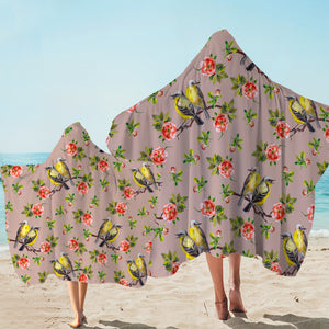 Couple Sunbird and Pink Flowers SWLS4533 Hooded Towel