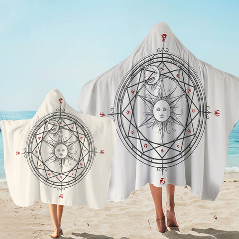 Image of Sun Moon Sign Zodiac Compass SWLS4579 Hooded Towel