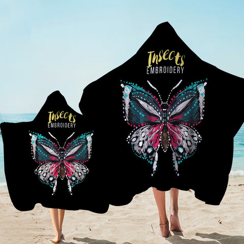 Image of Colorful Butterfly Embroidery Effect SWLS4583 Hooded Towel