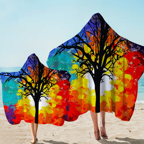 Image of Colorful Big Tree Full Screen SWLS4585 Hooded Towel