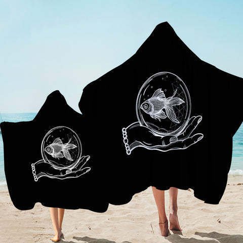 Image of Hand Holding Fish SWLS4589 Hooded Towel