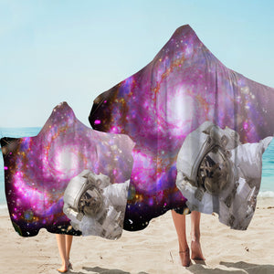Pink Purple Galaxy Astronaut Theme SWLS4591 Hooded Towel