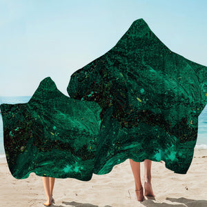 Dark Green Waves Theme SWLS4593 Hooded Towel