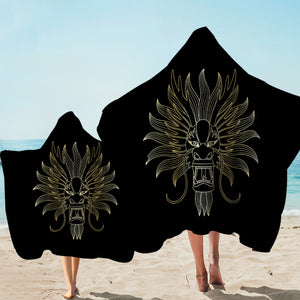 Golden Asian Dragon Head Black Theme SWLS4598 Hooded Towel