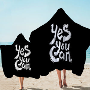 B&W Typo Yes You Can SWLS4603 Hooded Towel