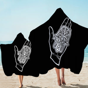 B&W Tattoo Hand Illustration SWLS4606 Hooded Towel