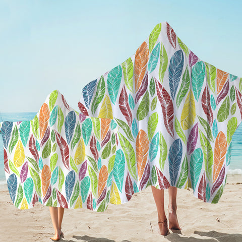 Image of Multi Colorful Feather SWLS4640 Hooded Towel