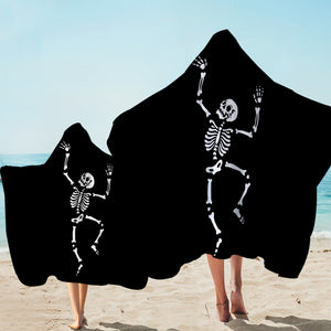 B&W Cute Skeleton SWLS4650 Hooded Towel