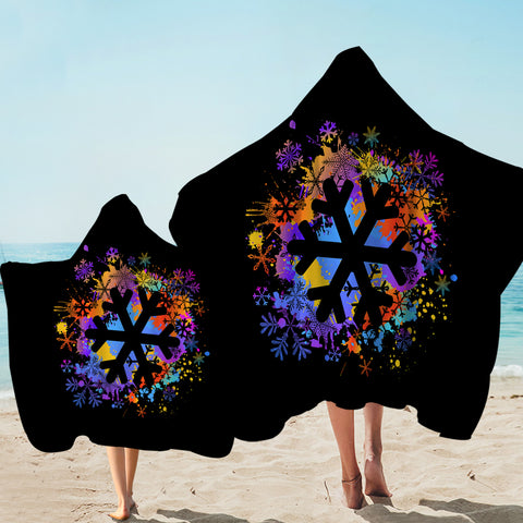 Image of Colorful Spray Snowflake SWLS4655 Hooded Towel