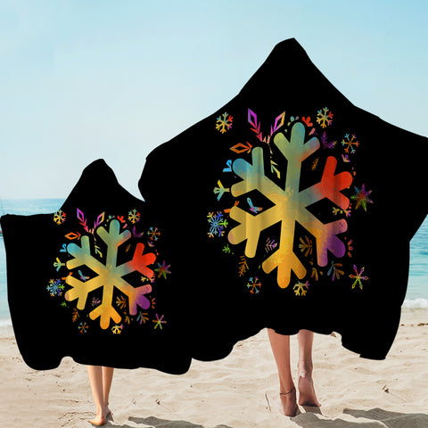 Image of Colorful Snowflake Pattern SWLS4656 Hooded Towel