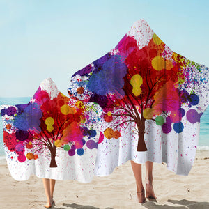 Colorful Splash Big Tree SWLS4657 Hooded Towel