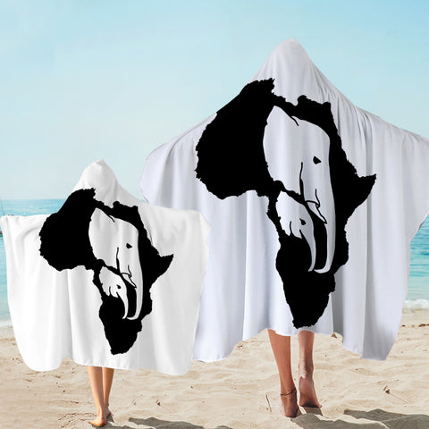 Image of B&W Elephant Sketch Icon SWLS4659 Hooded Towel