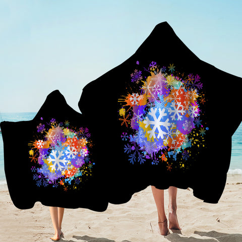 Image of Multi Color White Snowflake SWLS4661 Hooded Towel